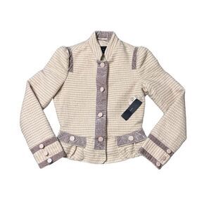 Marc Jacobs Y2K 100% Wool Tweed & Velour Peplum Jacket Size Small NWT